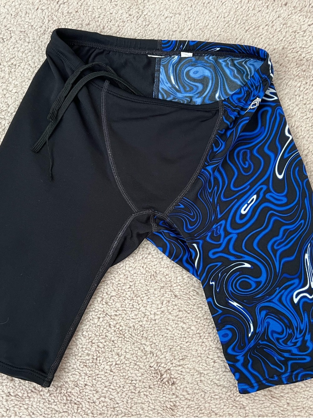 Dolfin Black & Blue Men's Swim Jammer with Swirl Panel